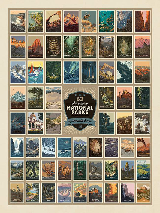 National Parks 63 American National Park Poster Panel 54" x 72" Anderson Design Riley Blake Cotton Fabric