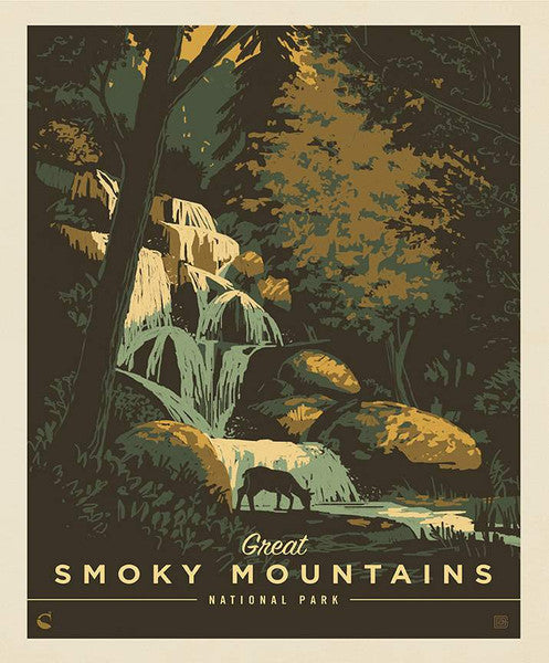 National Parks Great Smoky Mountains Poster Panel 36” Anderson Riley Blake Cotton Fabric