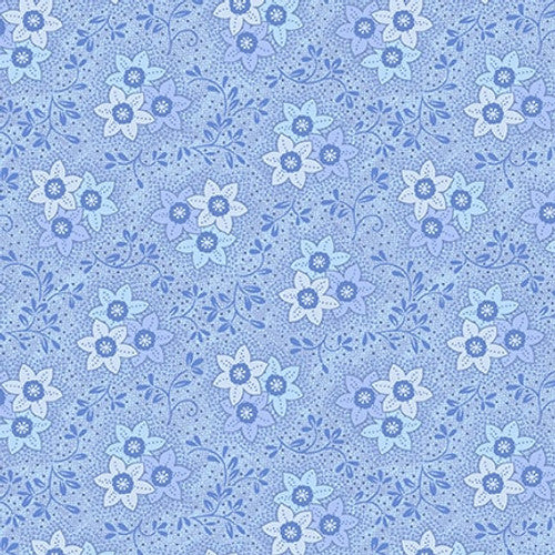 Nature's Affair Daffodil Monotones Floral Light Blue Jan Mott Henry Glass Cotton Fabric | US Fabric Shop