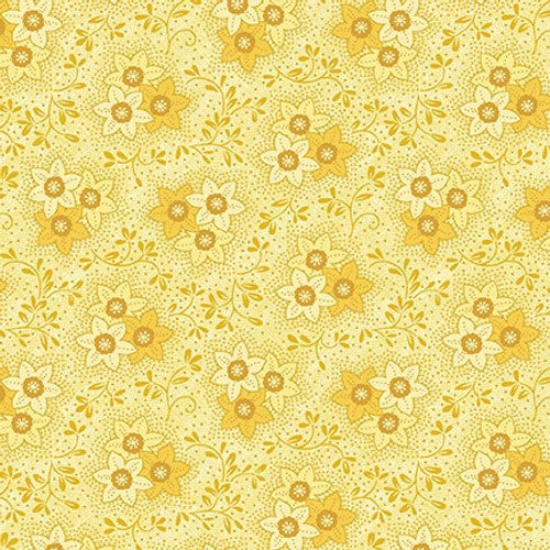 Nature's Affair Daffodil Monotones Floral Yellow Jan Mott Henry Glass Cotton Fabric