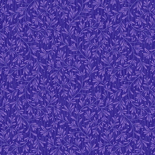 Nature's Affair Rosemary Swirl Blue Violet Jan Mott Henry Glass Cotton Fabric