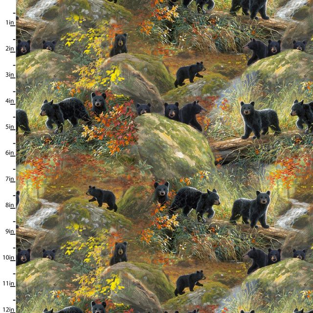 Nature Walk Fall time Playground Bears Rocksest Abraham Hunter 3 Wishes Cotton Fabric
