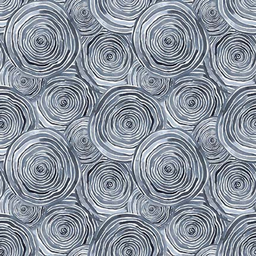 Nature's Glory Tree Rings Gray Olga Koelsch Blank Quilting Cotton Fabric