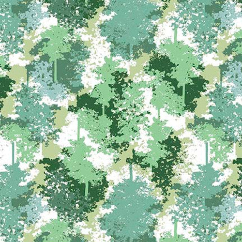 Nature's Glory Trees Green Olga Koelsch Blank Quilting Cotton Fabric