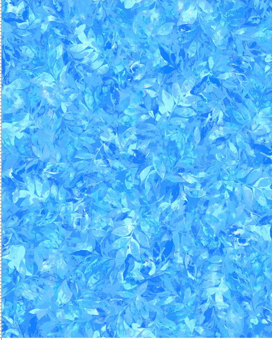 Nature's Palette Leaf Tonal Sky Blue Oasis Fabrics Cotton Fabric