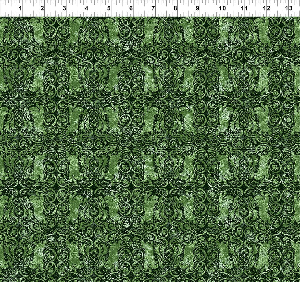 Nature's Winter Reindeer Green Jason Yenter In The Beginning Cotton Fabric