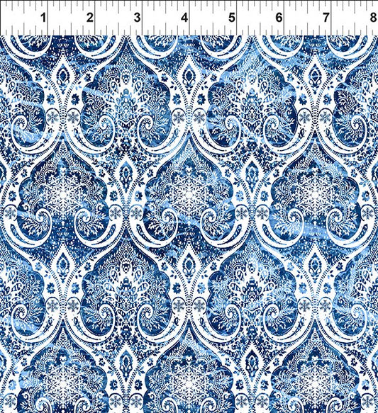 Nature's Winter Snowflake Lace Blue Jason Yenter In The Beginning Cotton Fabric