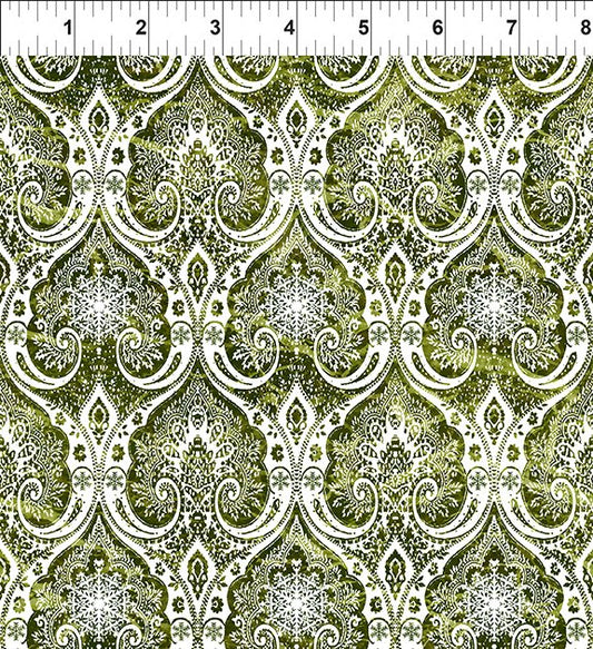 Nature's Winter Snowflake Lace Green Jason Yenter In The Beginning Cotton Fabric