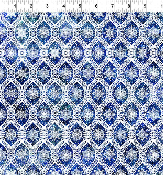 Nature's Winter Snowflake Ogee Blue Jason Yenter In The Beginning Cotton Fabric