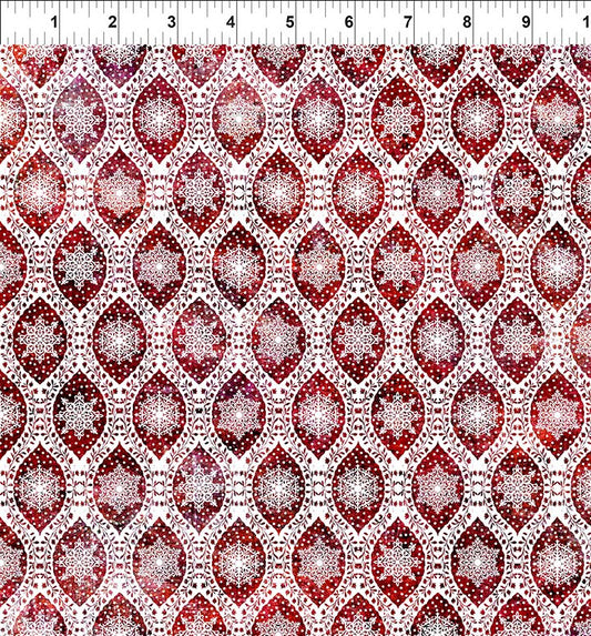 Nature's Winter Snowflake Ogee Red Jason Yenter In The Beginning Cotton Fabric