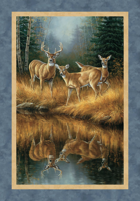 Naturescapes Birchwood Deer Panel 30" Rosemary Millette Northcott Cotton Fabric NC-DP29105-44