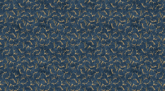 Naturescapes Birchwood Antlers Dark Blu Multi Rosemary Millette Northcott Cotton Fabric NC-DP29109-45