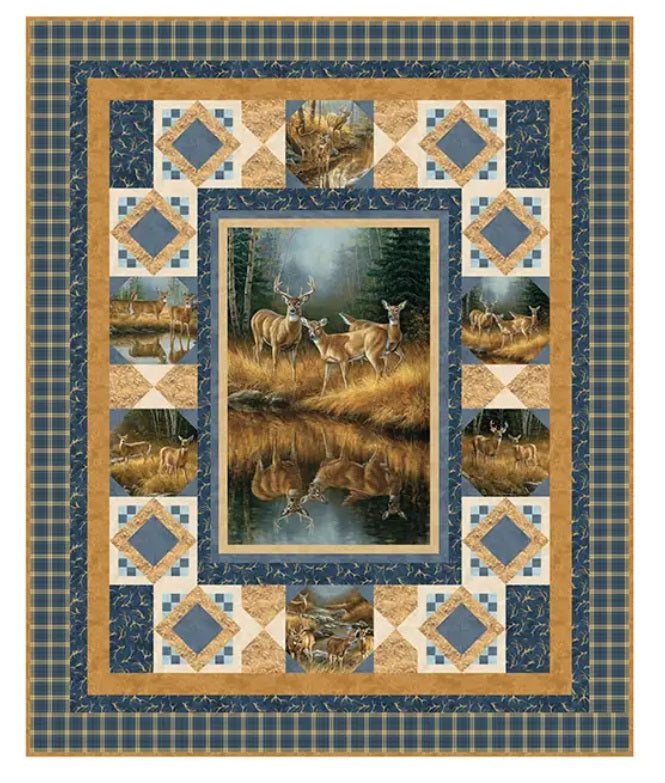 Naturescapes Birchwood Hidden Allure Digital Quilt Top 69"x84" Cotton Fabric NC-DQ3666