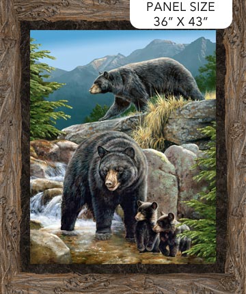 Naturescapes Northwood Bear Panel 36" Deborah Edwards Rosemary Millette Northcott Cotton Fabrics NC-DP29165-36