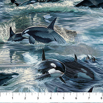 Naturescapes Voyage Orcas Blue Multi Lee Kromschroeder Northcott Cotton Fabric NC-DP29117-48