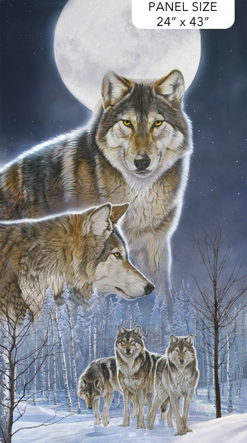 Naturescapes Wild at Heart Wolves Panel 24" Agnes Northcott Cotton Fabric NC-DP28190-46 | US Fabric Shop