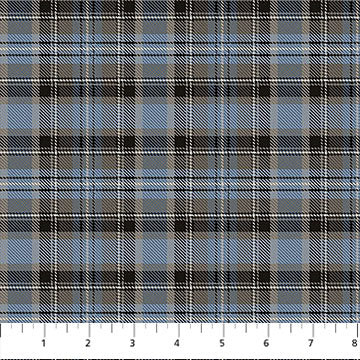 Naturescapes Wild at Heart Plaid Medium Blue AI Agnes Northcott Cotton Fabric NC-DP28193-44