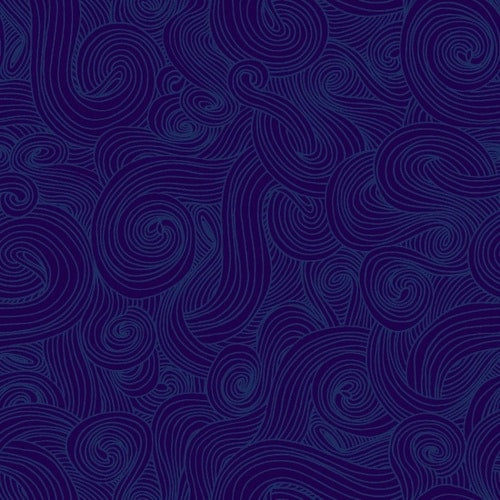 Just Color! Navy Blue Swirl Studio E Cotton Fabric