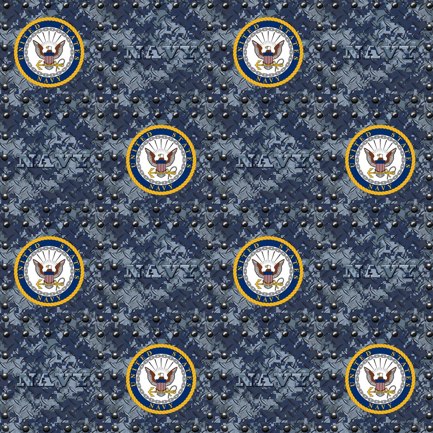 Navy Military Grate Sykel Cotton Fabric