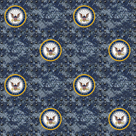 Navy Military Grate Sykel Cotton Fabric