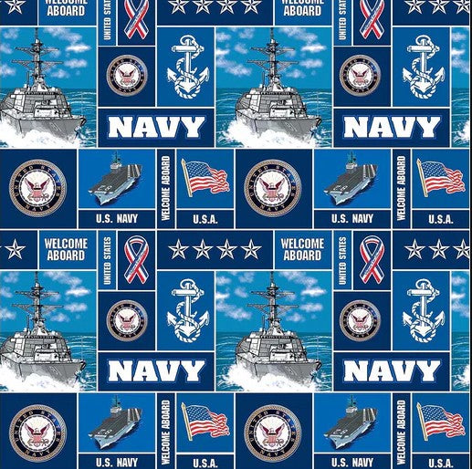 Navy Military Geometric FLEECE Sykel Enterprises Polyester FLEECE Fabric SYK-012-N