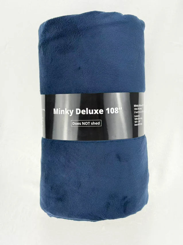 Navy Solid Minky Deluxe 3YD Precut 108" Wideback Sykel Enterprises Polyester Fabric SYK-1394-3YD-NAVY | US Fabric Shop
