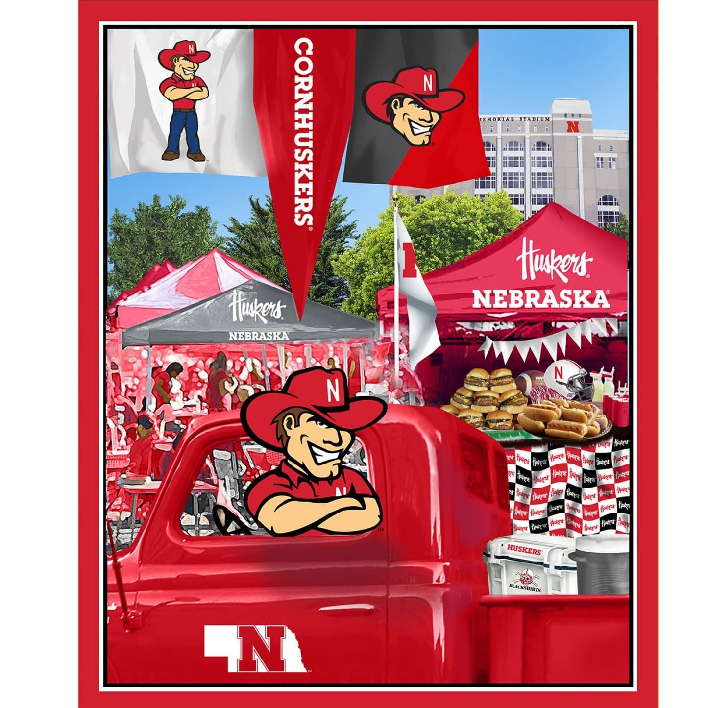 Nebraska Cornhuskers NCAA Tailgate Panel 36" Cotton Fabric