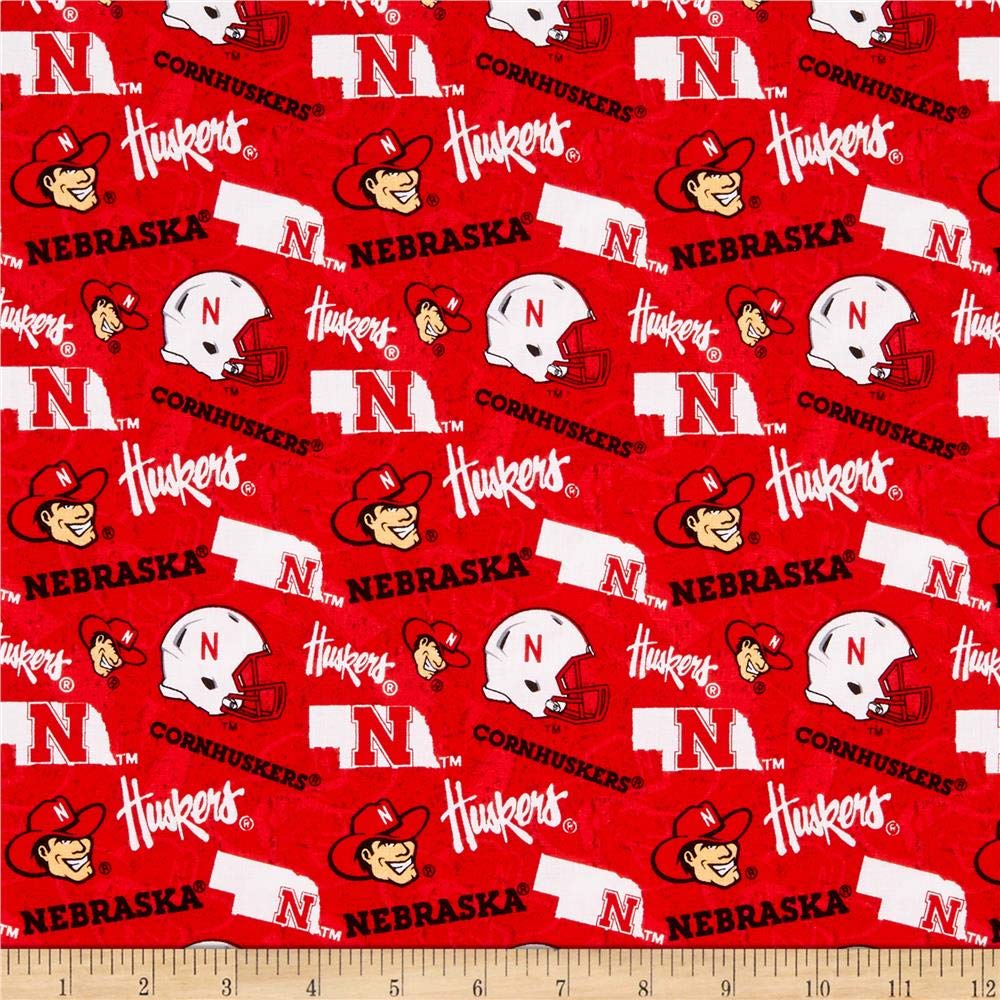 Nebraska Cornhuskers NCAA Tone on Tone design Blackshirts Cotton Fabric