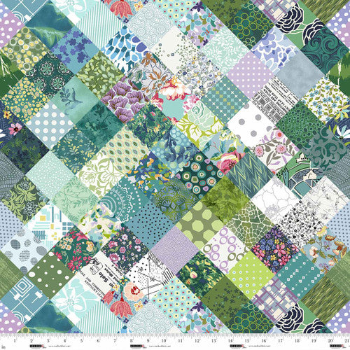Neighborhood Association Cheater Patch Teal Green Timna Tarr Studio E Cotton Fabric SE-8421-67