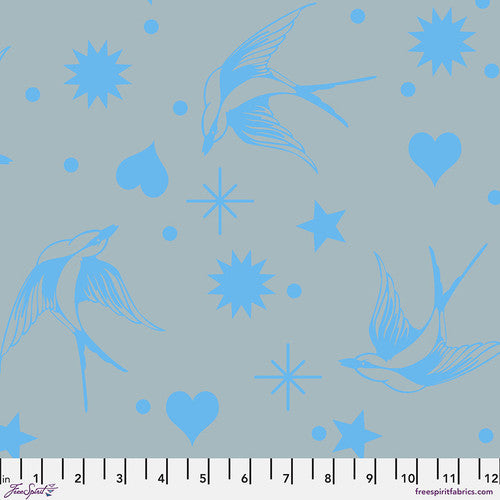 Neon True Colors Neon Fairy Flakes Aura Blue Tula Pink Free Spirit Cotton Fabric
