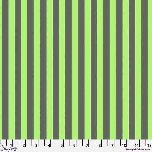 Neon True Colors Neon Tent Stripe Karma Green Tula Pink Free Spirit Cotton Fabric
