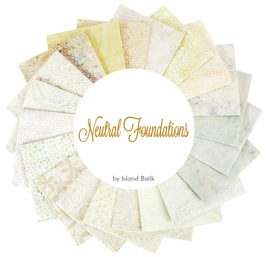 Neutral Foundations Fat Quarter Bundle 18"x21" 20pcs Island Batik Cotton Fabric IB-FQ-ISBBAS-NEF