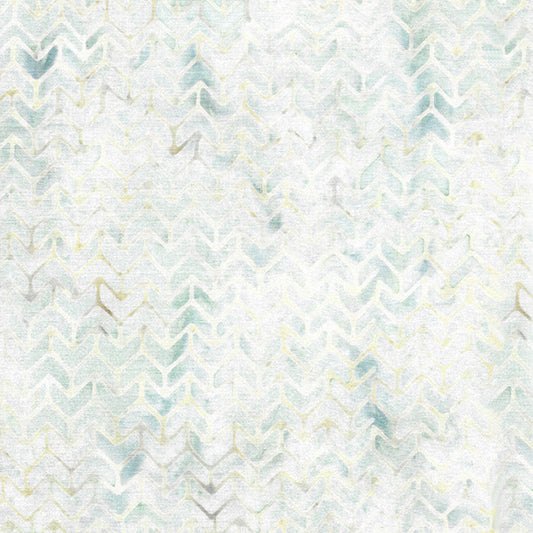 Neutrals Fondant White Blue Interlocked Chevrons Island Batik Fabric