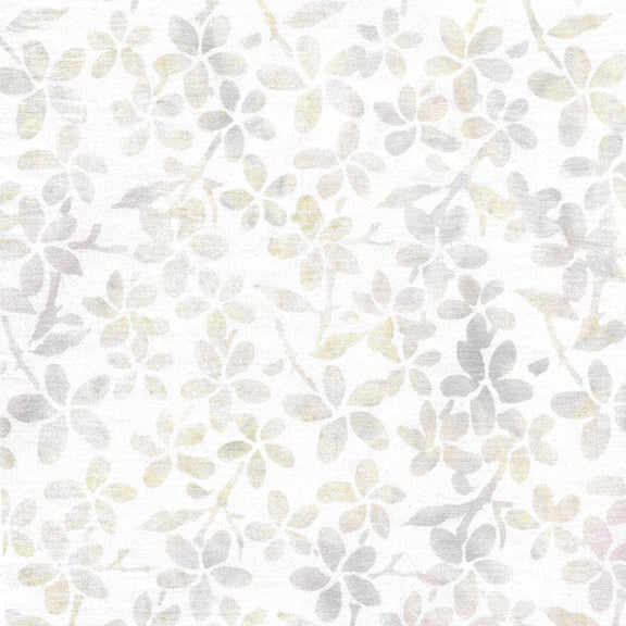 Neutrals Frosting White Floral Island Batik Fabric