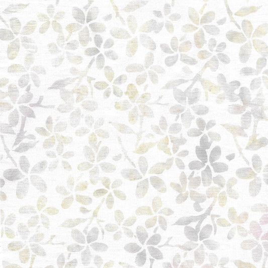 Neutrals Frosting White Floral Island Batik Fabric