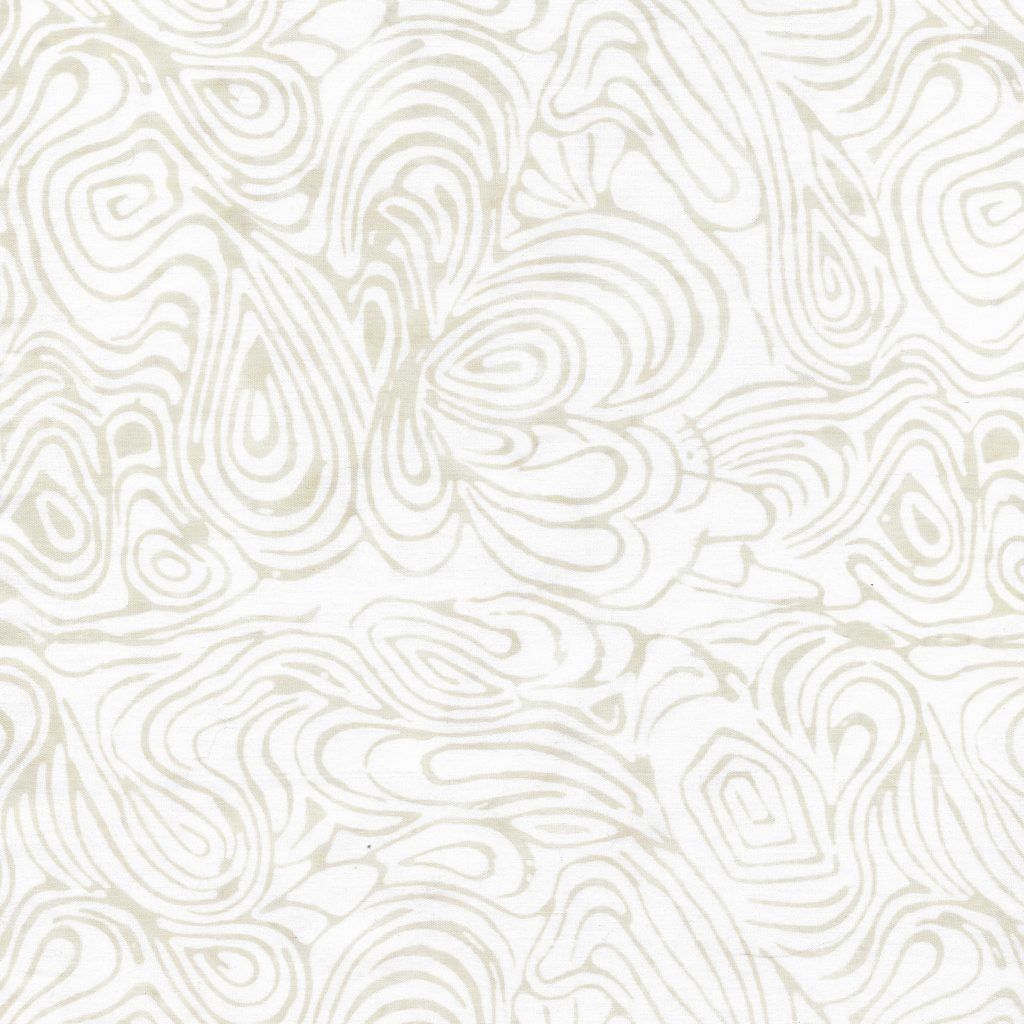 Neutrals Moo Milk White Swirling Feather Island Batik Fabric