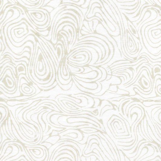 Neutrals Moo Milk White Swirling Feather Island Batik Fabric