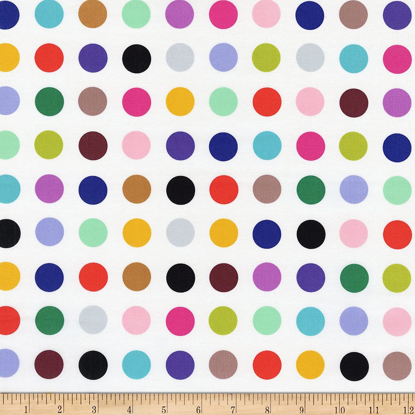 Never Enough Dots Large Rainbow White Whistler Studios Windham Cotton Fabric
