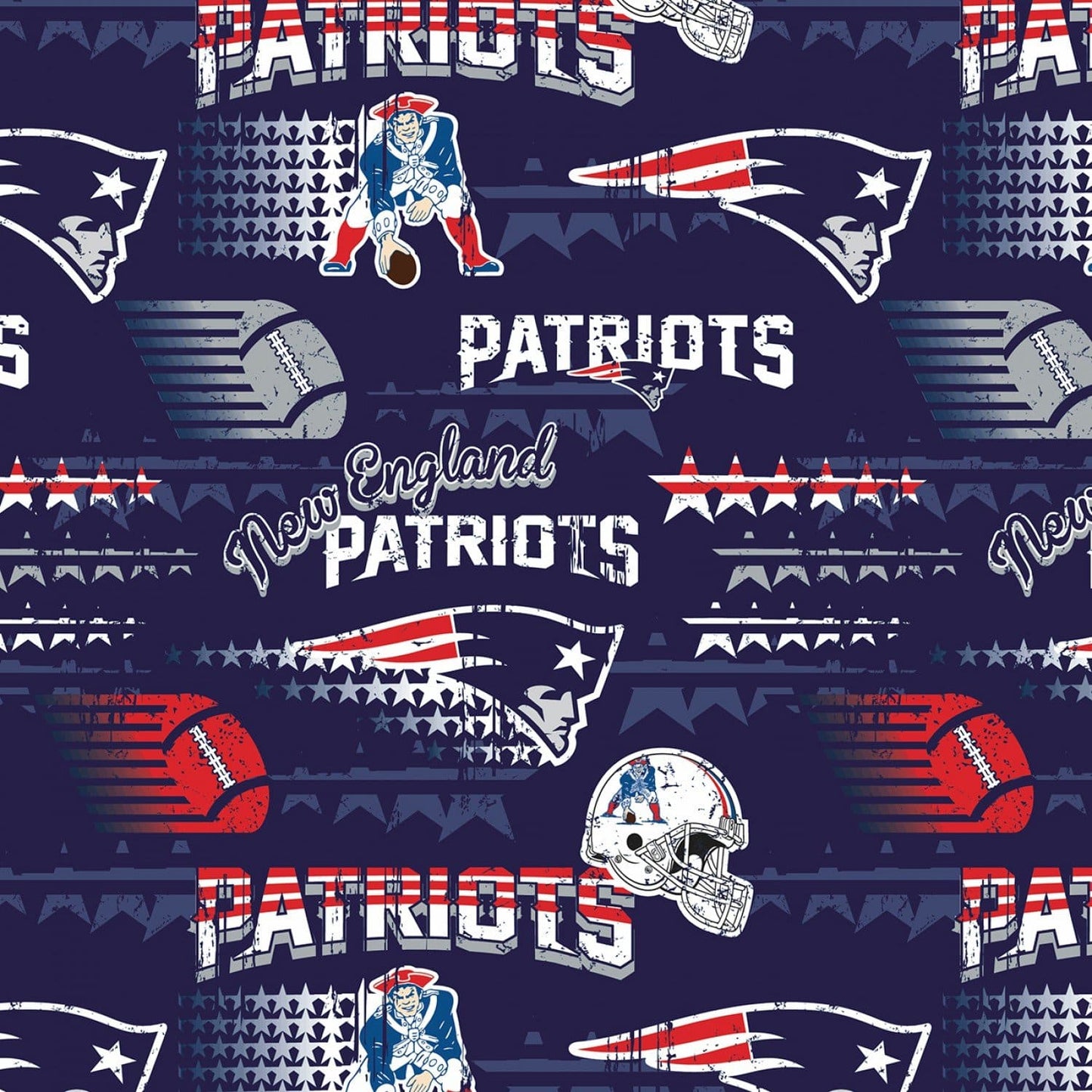 New England Patriots NFL Retro Design 58-60 inches  Cotton Fabric