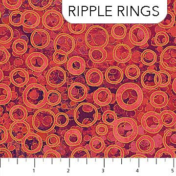 Shimmer Ripple Rings Metallic Coral Reef Orange Deborah Edwards Northcott Cotton Fabric