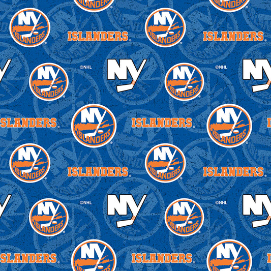 New York Islanders NHL Hockey Tone on Tone Cotton Fabric