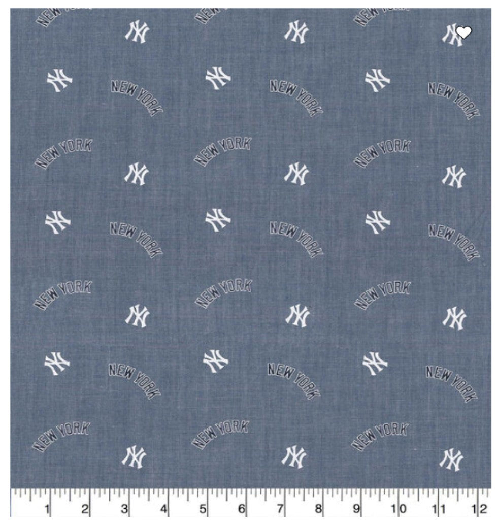 New York Yankees MLB Baseball Chambray Fabric Traditions Cotton Fabric