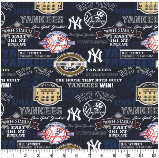 New York Yankees MLB Baseball Stadium Fabric Traditions Cotton Fabric