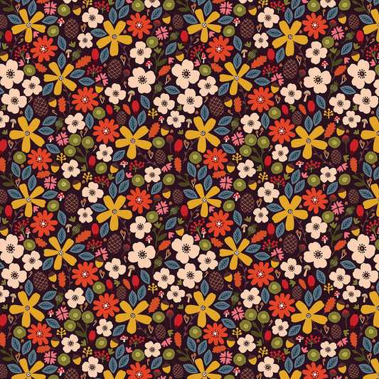 New Forest Flowers Multi Sian Summerhayes Thread & Ink Design Cotton Fabric TID-NEWF-1159