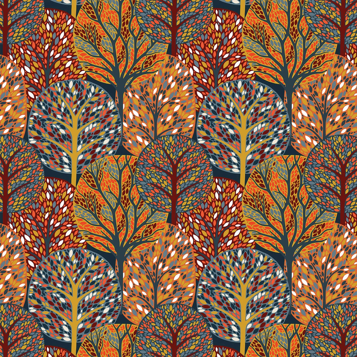 New Forest Golden Canopy Tree Sian Summerhayes Thread & Ink Design Cotton Fabric TID-NEWF-1157