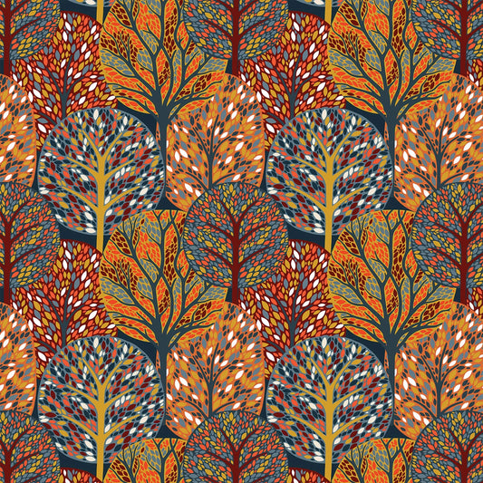 New Forest Golden Canopy Tree Sian Summerhayes Thread & Ink Design Cotton Fabric TID-NEWF-1157