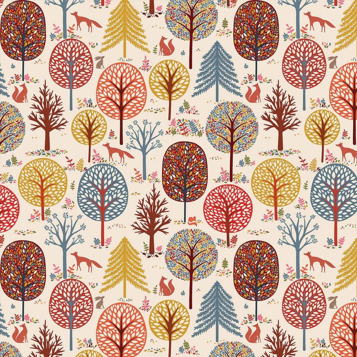 New Forest New Forest Ecru Cream and White Sian Summerhayes Thread & Ink Design Cotton Fabric TID-NEWF-1154