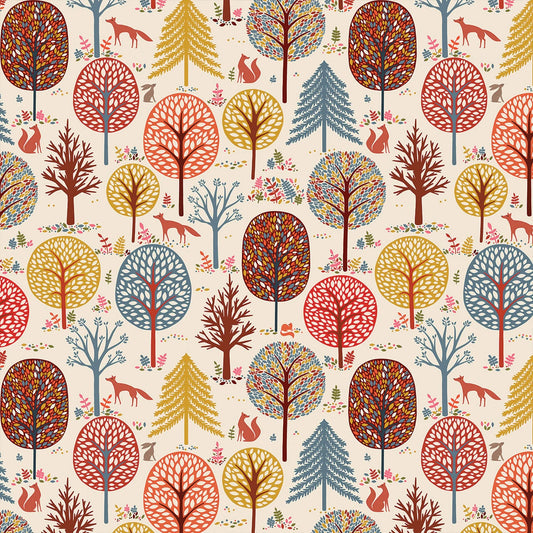New Forest New Forest Ecru Cream and White Sian Summerhayes Thread & Ink Design Cotton Fabric TID-NEWF-1154