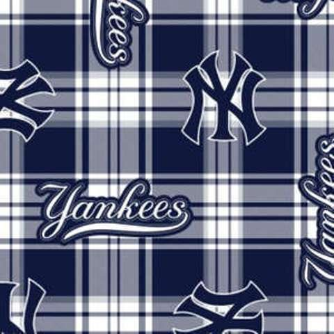 New York Yankees MLB Baseball Plaid Fabric Traditions 58-60 inches wide Polyester FLEECE Fabric MLB-6605-B