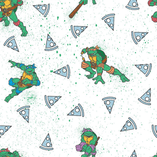 Nickelodeon Teenage Mutant Ninja Turtles TMNT Paint Splatter White Springs Creative Cotton Fabric